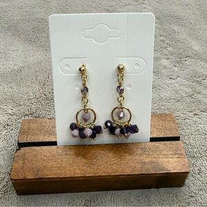 🚨3 for $15🚨 Handmade Gold-tone Earrings with Purple Glass Beads